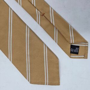 JACK SPADE WARREN STREET NEW YORK SILK TIE TAN WHITE STRIPE 2.75" X 58" ITALY